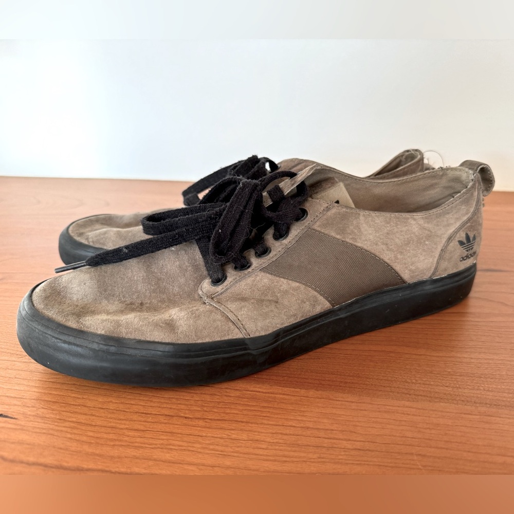Adidas Suede Low-Top Sneakers - Taupe with Black Sole
